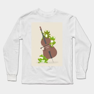 Three funny frogs playing the double bass Long Sleeve T-Shirt